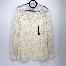 Torrid Sheer Lace Top 2X Creme Colored Stretch Lace Mesh Graduation picture
