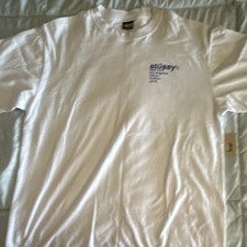 Stussy Men's XL White Crew Neck Short Sleeve Solid Logo T-Shirt New w/ Tags picture