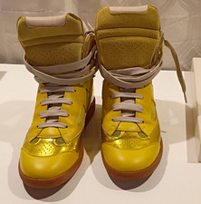 Maison Martin Margiela Men's High Top Metallic Gold/Yellow Lace-Up Sneaker picture