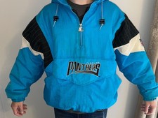 Vintage Starter Pro Line Carolina Panthers Pullover Jacket Hooded NFL XL Rare picture