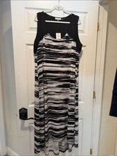 Calvin Klein Black & White Brushstroke Sleeveless Maxi Dress picture