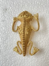 Vintage Pre-Colombian Tairona 24K Gold-Plated Brass Frog Pendant/Brooch Replica picture