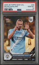 2025-2026 TOPPS NOW UEFA CHAMPIONS LEAGUE 20 ERLING HAALAND GOLD FOIL - PSA 10 picture