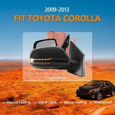 For 2009-2013 Toyota Corolla Side Mirrors Folding Pair LED 5 Pins Black picture