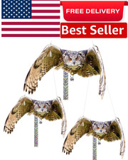Fake Owl Decoy to Scare Birds, 3 Pack Fake Owl Hanging Effective Bird Control D picture