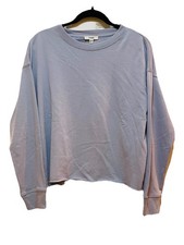 SPLENDID Periwinkle Blue Crewneck Raw Hem Long Sleeve Shirt Sz XS picture