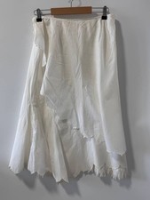 Ermanno Scervino White Cotton Asymmetric Ruffle Midi Skirt IT 44 Made Italy picture
