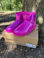 UGG Classic Mini Iridescent Dragon Fruit Pink Boots 1153532 Womens 9 picture