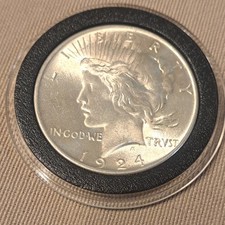  AU+ 1924 (P) Peace Silver Dollar 90% - Almost Unc -Dripping with Luster picture