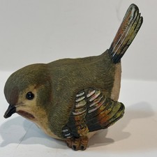 Vintage Style Resin Bird Figurine Hand Painted Songbird Wren Sparrow Decor picture