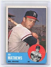 1963 Topps 275 Eddie Mathews Milwaukee Braves EX+ picture