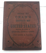 Index to Cram's Unrivaled Map of the United States 1880 RARE Self Published CRAM picture