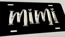 🔥Reflective Engraved Mimi Car Tag Diamond Etched Black Metal License Plate Gift picture