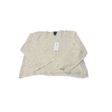 NWT Eileen Fisher Linen Slub Box Soft White Italian Yarn LRG 3/4 Women Sleeve picture