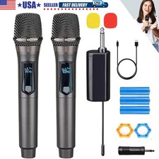 2PCS Wireless VHF Professional Microphone Handheld Mic System Karaoke w/Receiver picture
