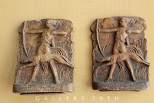 FABULOUS PAIR ART DECO ARTEMIS THE HUNTRESS BOOK ENDS GREYHOUND 20's 30's MCM picture