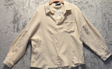 Automet Peasant Long Sleeve Blouse Womens M Oversized Natural Gauze Boho NWT picture
