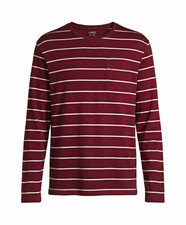 Old Navy Men's XL Regular Burgundy/White Striped Cotton Knit Pocket Tee picture