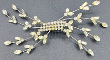 Vintage Oscar Charlin Signed Silver Tone Clear Rhinestone Spray Brooch Pin picture