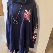 iro-ochi Japanese Embroidered Oversized Hoodie With Cranes Flowers Embroidery 3X picture
