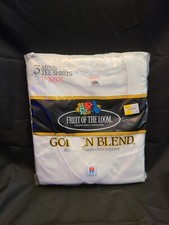 Vintage 1980 Fruit of the Loom Golden Blend V Neck T Shirts 3-Pack Large New picture