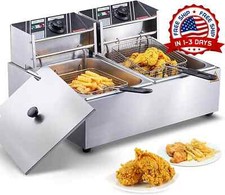 Freidora Electrica 3000W De Aceite 2x12 Litros XL Grande Para Papas Pollo Oferta picture