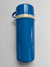 Vintage Aladdin No 840 Thermos Blue Cream 1 Pint USA Camping Retro picture