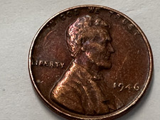 RARE 1946 WHEAT CENT L 'ON' Rim- Made from WWII Shell Casings w Red/Yellow Hue picture