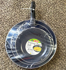 Mainstays Nonstick Aluminum Frying Pan Set 8 10 12 in Black (3-Piece) picture