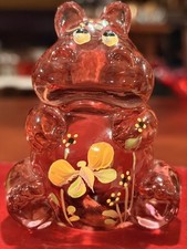 Adorable Vintage 2003 Fenton Plum House Hippo Hand Painted Signed D Fredrick picture