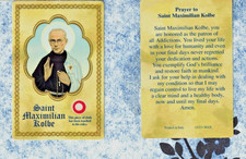 St. Saint Maximilian Kolbe with Prayer - Relic Paperstock Holy Card 14321 picture