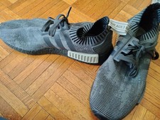 adidas NMD R1 Men’s Low Top Primeknit Lace-Up Athletic Sneakers Gray Black picture