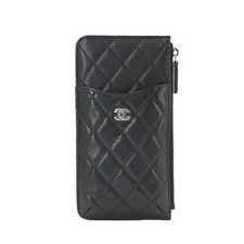 CHANEL Matelasse Pouch Leather Black AP0225 Purse 90339007 picture