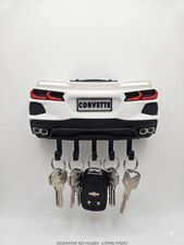 C8 Corvette Shaped Rear Key Holder W/ Integrated hooks. 3D Printed Wall Mounted picture