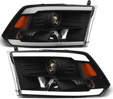 Topline For 2009-2018 Ram/2019+ Classic LED Strip Projector Headlights Amber Blk picture