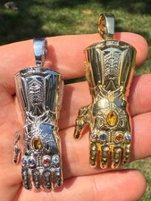 Limited Edition Thanos Infinity Hand Glove Gauntlet 925 Sterling Silver Pendant picture