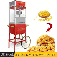 20Oz Vintage Popcorn Machine Maker Cart w/ 16