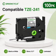 100x TZe241 TZ241 Black Print on White 3/4 Inch Label Tape for Brother PT-P700 picture