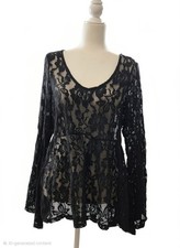 Torrid Black Lace Bell Sleeve Top Medium picture
