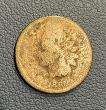 1865 1C Plain 5 BN Indian Cent - Vintage Copper Cent picture