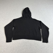 Athleta Merino Wool Cashmere Sweater Women Small Black Alpine Hooded Crop Soft picture