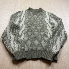 60s vtg Brentwood Wool Atomic Sportswear Cable Knit Sweater Rugged S Rockabilly picture