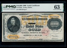 AC Fr 1225h 1900 $10,000 Gold Certificate PMG 63c TEN THOUSAND DOLLARS $10000 picture