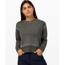 Lululemon Hazy Day Sweater Landscape Green Ivory Cashmere Blend Knit Pullover picture