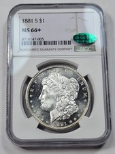 1881 S $1 Morgan Silver Dollar NGC MS66+ PLUS CAC Ultra Clean FLASHY GEM *W163 picture