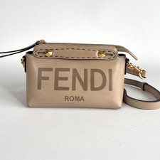 Fendi Roma By The Way Mini Boston Bag Beige Leather Crossbody 8BL145 picture