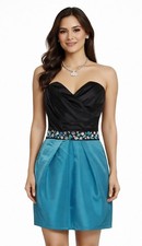 Lipsy Blue Black Mini Dress Size 10 Bandeau Party Occasion Evening Y2K Sexy picture