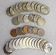 Mixed Lot of Circulated US Coins, Buffalo Nickels, Indian Head Cents, Unsorted picture