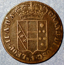 1853 3 Quattrini Italian States Leopold II C# 64 Duchy of Tuscany picture