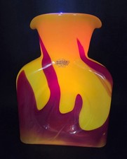 Blenko Helios Sun 384 Water Bottle 2026 UV Cadmium Glow Hand Crafted Yellow/Red picture